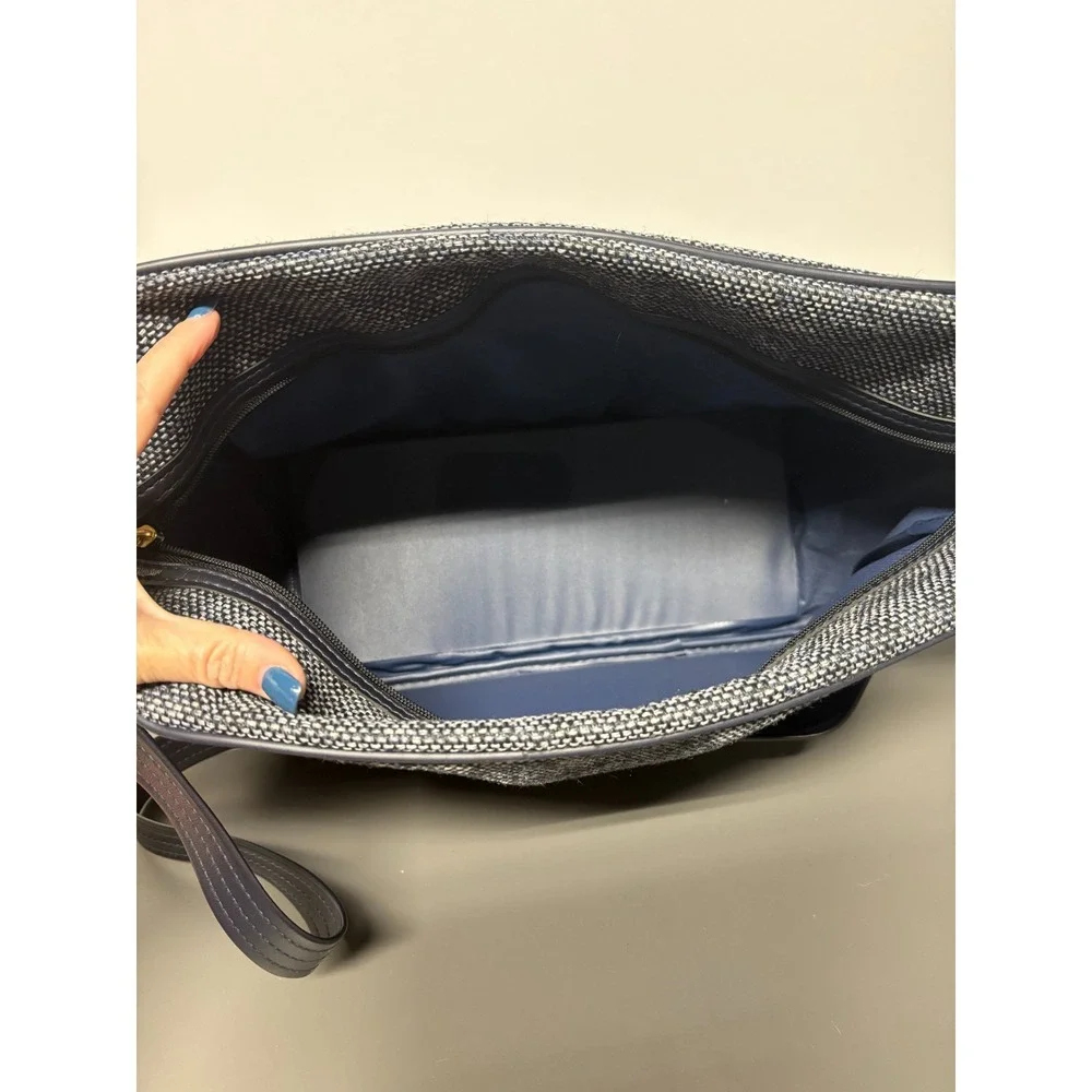VTG Fifth Avenue‎ Blue Tweed Carry On Travel Bag Duffel Shoulder Luggage 14